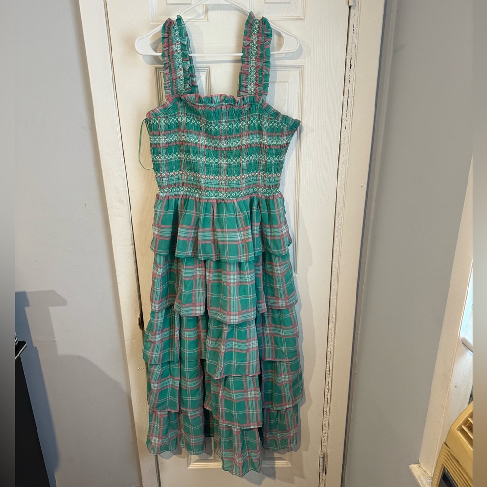 NWT Sleeveless Plaid Smocked Tiered Dress - Picture 5 of 9